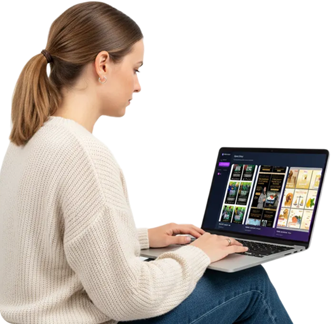 Woman working on laptop
